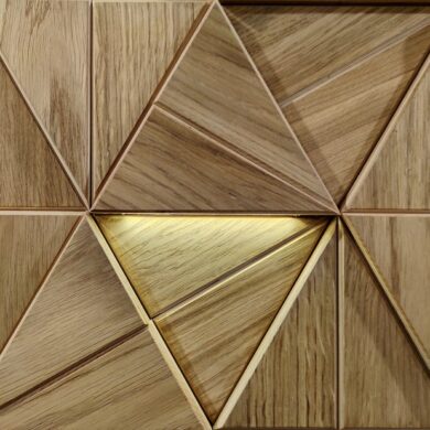 panel drewniany poświetlany